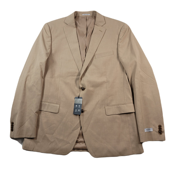 Alfani Suit Jacket Men 44L 44 Caramel Tan Solid Slim-Fit Stretch Modern Fit $360 - Picture 1 of 9